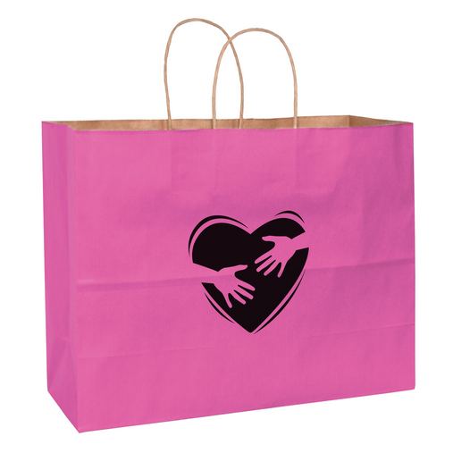 Custom Printed Breast Cancer Awareness Pink Matte Color Paper Shopper Bag (16"x6"x13") - Foil Stamp - 4M16613BCA-FS